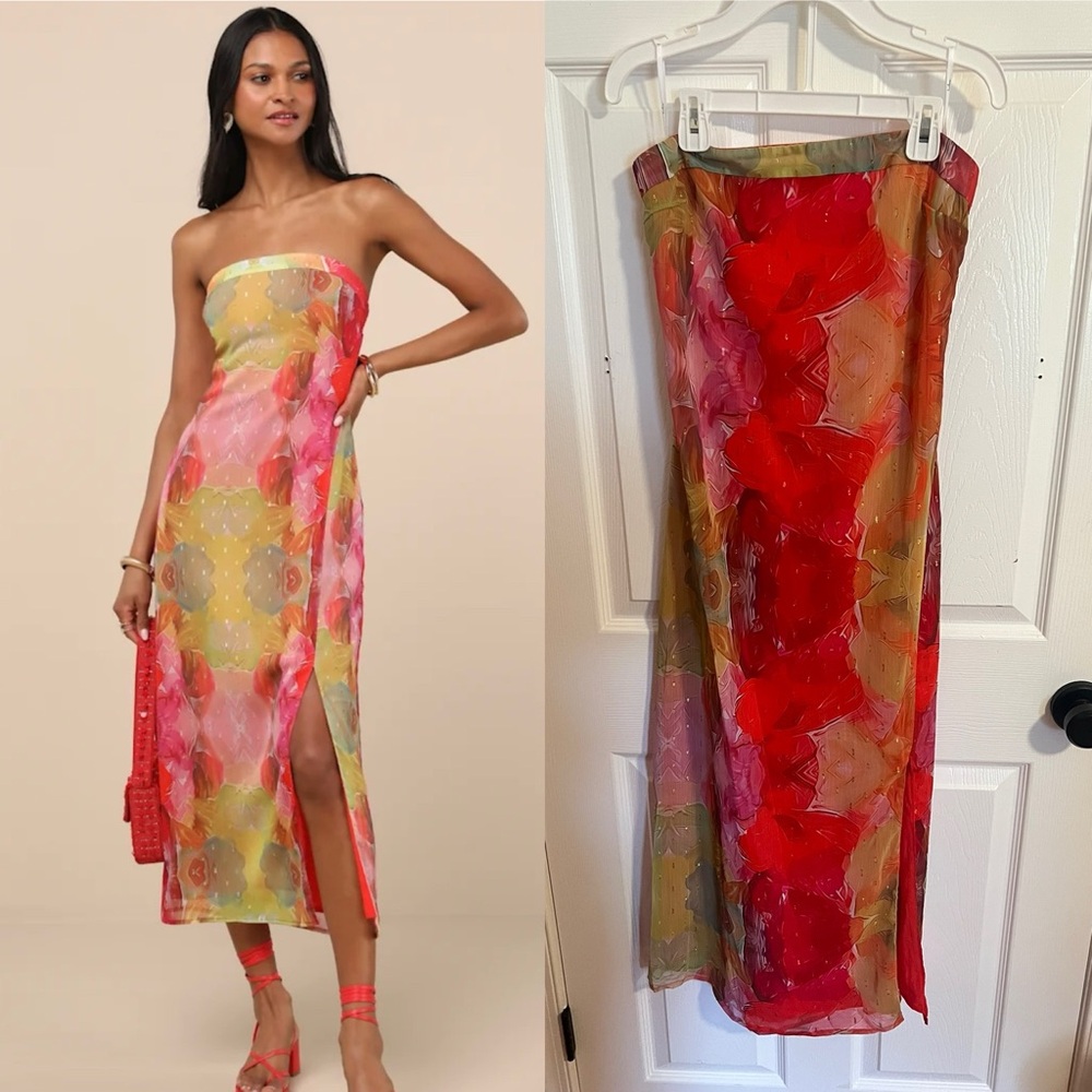 Lulus Vibrant Strapless Maxi Dress